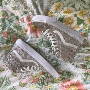 Vans x Madewell champagne glitter sk8 highs